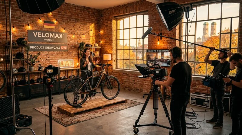 Agency leadership meeting with presentation screen and team in modern office