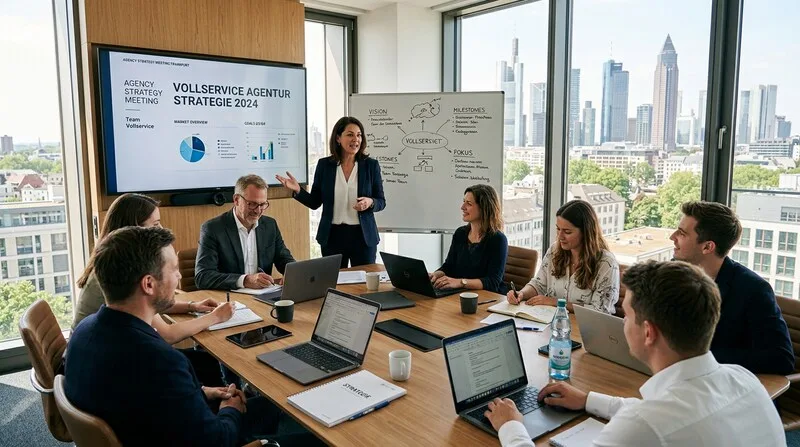 Full-Service-Agentur Team bei der Strategiearbeit